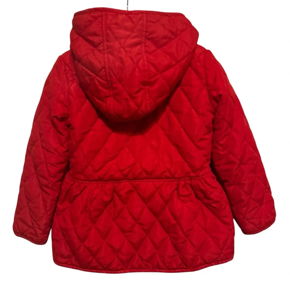 American Widgeon Jacket Quilted Peplum Red Matelasse Faux Fur Lined 6